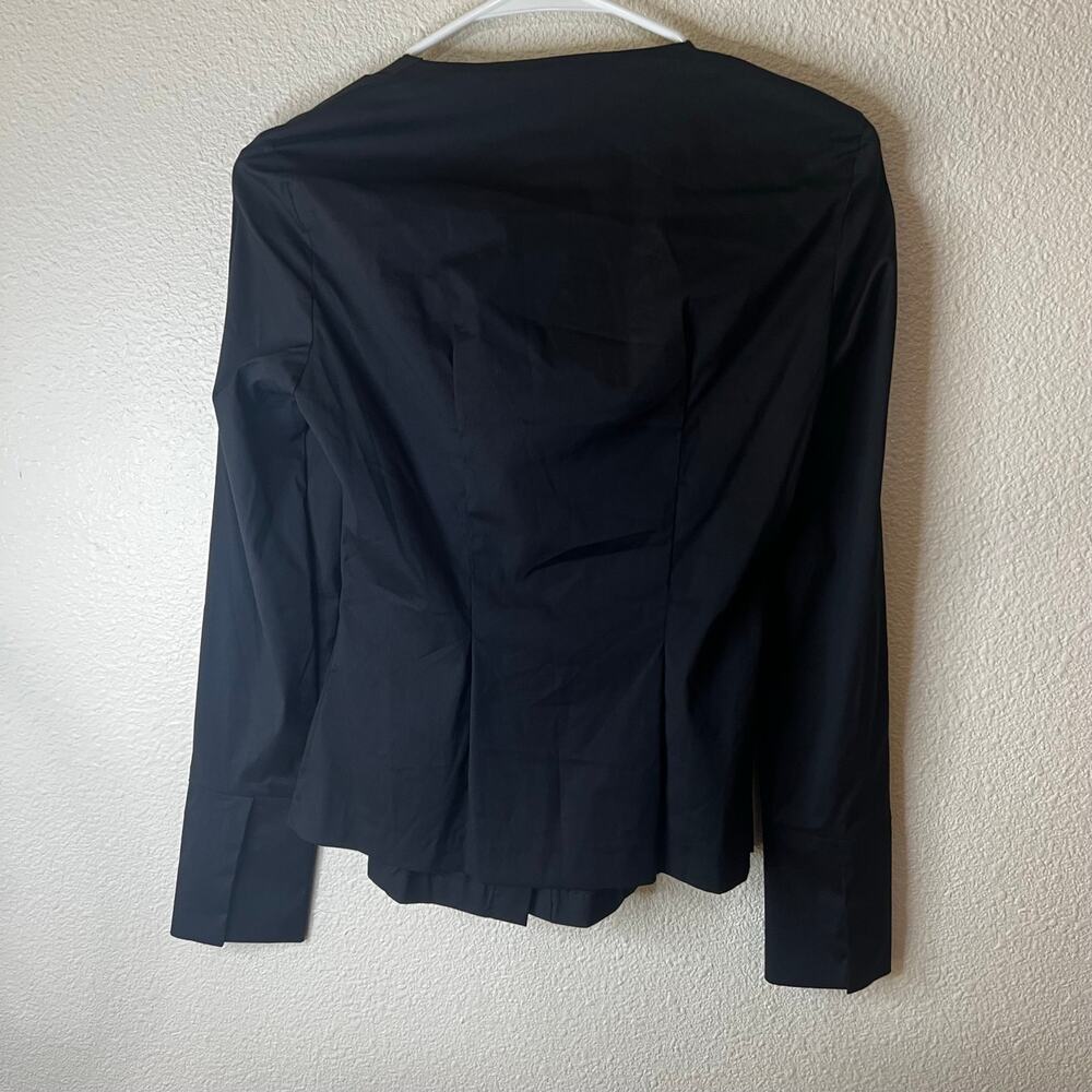 Zara Black poplin square neckline long sleeve button down shirt blouse NEW XS - Picture 6 of 7